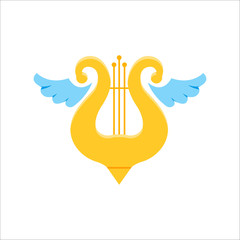Music school logo. Lyre or cither icon.