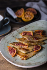 Crepe suzette, traditional french pancakes