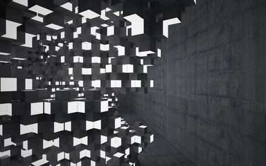 Empty dark abstract concrete room interior. 3D illustration. 3D rendering.