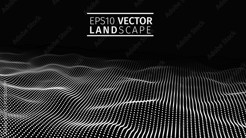 Aufkleber 3d glowing abstract digital wave particles. futuristic vector illustration. hud element. technology 