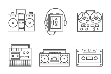 retro tape recorder linear icon