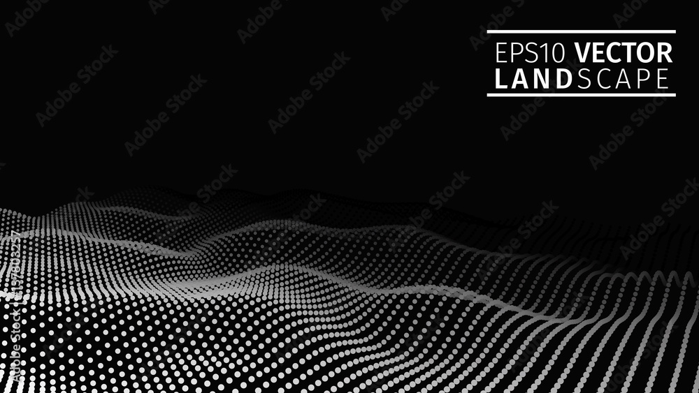 Poster 3d glowing abstract digital wave particles. futuristic vector illustration. hud element. technology 