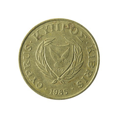 5 cypriot cent coin (1985) reverse isolated on white background