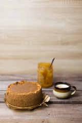 homemade caramel cheesecake coffee cup brown