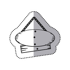 sticker silhouette pair pieces wooden sign board with chains vector illustration