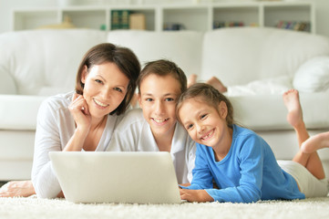 mother with son and daughter