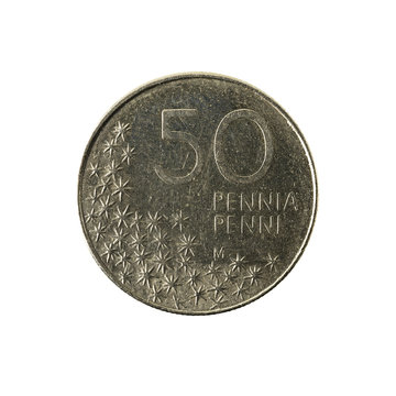 50 finnish penni coin (1993) obverse isolated on white background