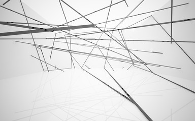 Abstract white interior highlights future. Polygon drawing. Architectural background. 3D illustration and rendering