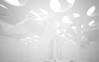 Stand by your object, standing in a white room and illuminated by light from a round window in the ceiling.3D illustration. 3D rendering