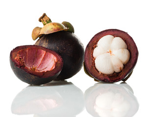 Mangosteen fruit isolated on white
