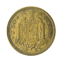 2,5 spanish peseta coin (1953) obverse isolated on white background