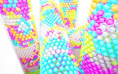 The structure of the colored spheres. DNA. 3D illustration. 3D rendering 