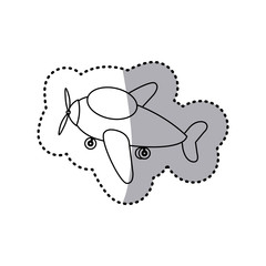 sticker silhouette cartoon airplane transport icon design vector illustration