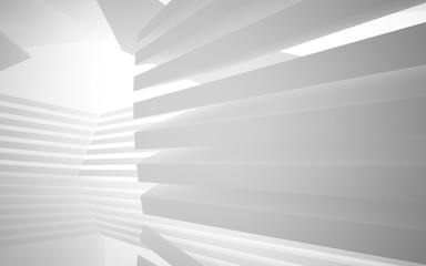 Abstract white interior highlights future. Architectural background. 3D illustration and rendering