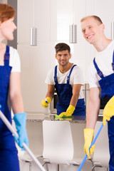 Cleaners during work