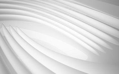 Abstract smooth white interior of the future. Night view from the backlight. Architectural background. 3D illustration and rendering 