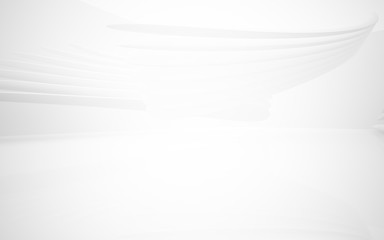 Abstract smooth white interior of the future. Architectural background. 3D illustration and rendering 