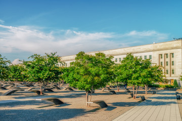 Obraz premium WASHINGTON DC, USA: The Pentagon Memorial is a outdoor memorial to the 184 people who died as victims in the building and on American Airlines Flight 77 during the September 11 attack