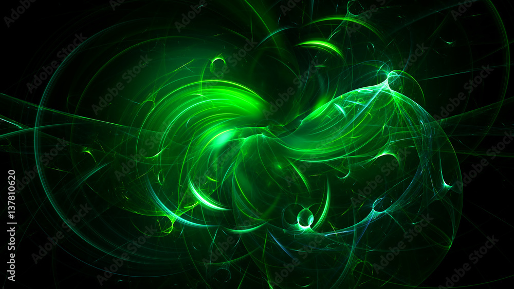 Poster 3d rendering abstract fractal light background