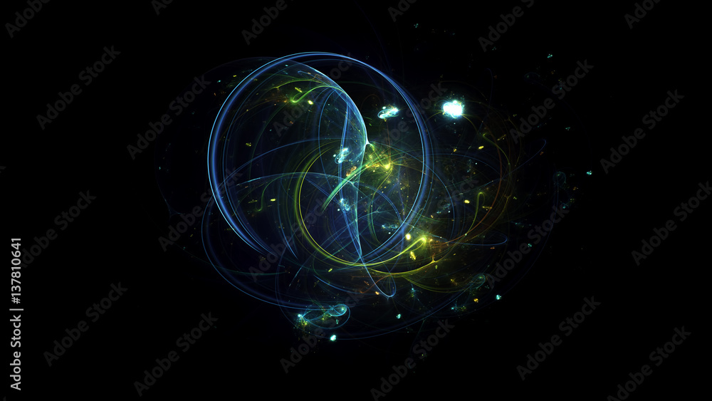 Poster 3d rendering abstract fractal light background
