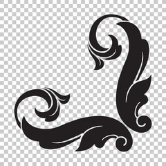 Isolate corner ornament in baroque style