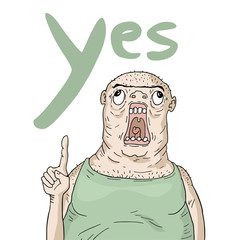 Funny man face illustration