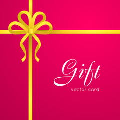 Gift. Yellow Narrow Ribbon. Bow with Four Petals