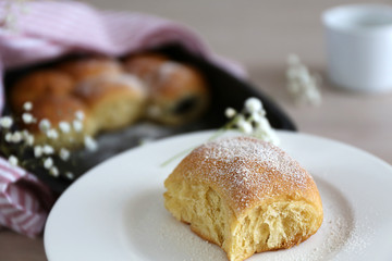 Traditional Czech Buns / Baked dessert from yeast dough 