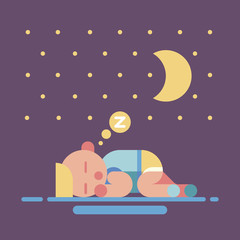 Naklejka premium Cute sleeping baby geometry flat illustration