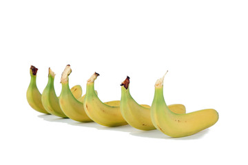 Sechs Bananen von hinten