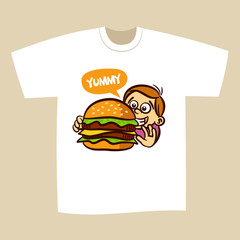 T-shirt Print Design Girl Big Burger