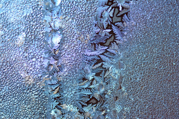 Ice crystals frozen on a window
