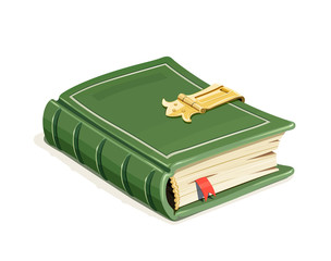Green vintage book with lock - 137815481