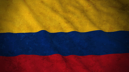 Grunge Flag of Colombia - Dirty Colombian Flag 3D Illustration