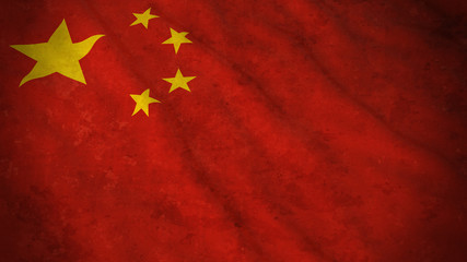 Grunge Flag of China - Dirty Chinese Flag 3D Illustration