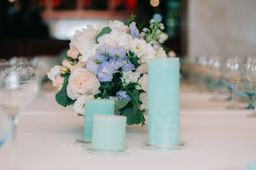 A little composition of petals and candles