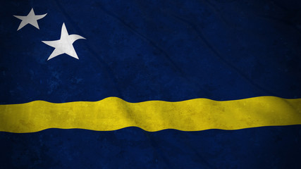 Grunge Flag of Curacao - Dirty Curacaoan Flag 3D Illustration