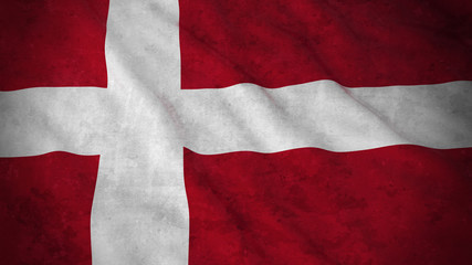 Grunge Flag of Denmark - Dirty Danish Flag 3D Illustration