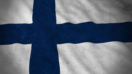 Grunge Flag of Finland - Dirty Finnish Flag 3D Illustration