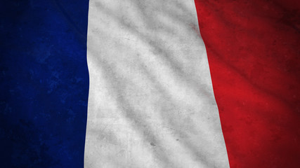 Grunge Flag of France - Dirty French Flag 3D Illustration