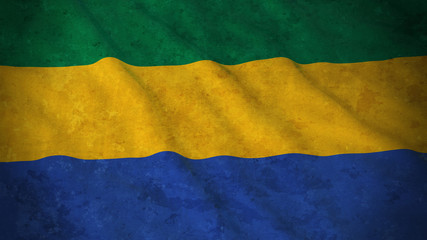 Grunge Flag of Gabon - Dirty Gabonese Flag 3D Illustration
