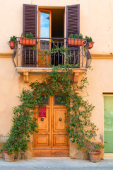 Beautiful medieval town of narrow streets and charming porch