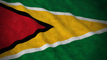 Grunge Flag of Guyana - Dirty Guyanese Flag 3D Illustration
