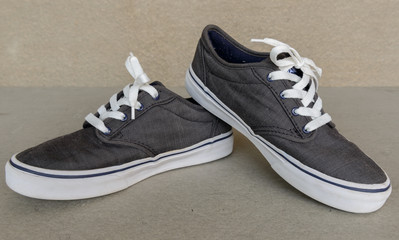 Fototapeta na wymiar vintage style of sport gray sneaker shoe on white gray background