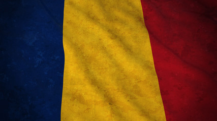 Grunge Flag of Romania - Dirty Romanian Flag 3D Illustration
