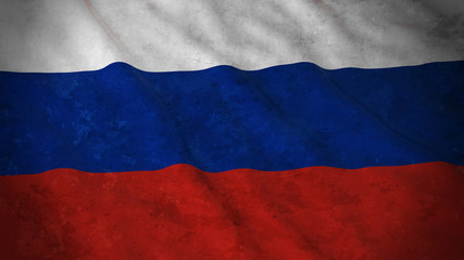 Grunge Flag of Russia - Dirty Russian Flag 3D Illustration