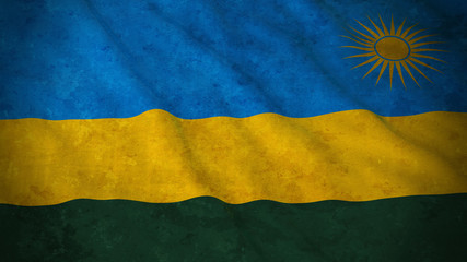 Grunge Flag of Rwanda - Dirty Rwandan Flag 3D Illustration