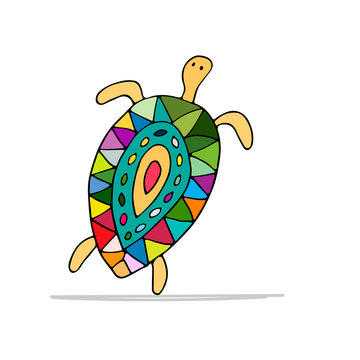 Funny dancing turtle, sketch for your design