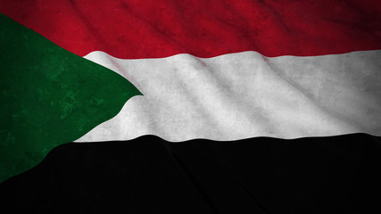 Grunge Flag of Sudan - Dirty Sudanese Flag 3D Illustration