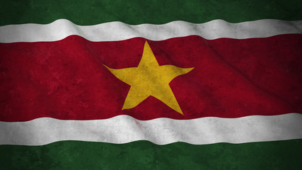 Grunge Flag of Surinam - Dirty Surinamese Flag 3D Illustration
